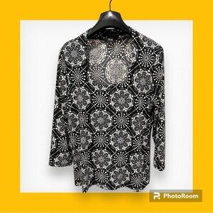 Grace Geometric Abstract Scoop Neck Blouse Large